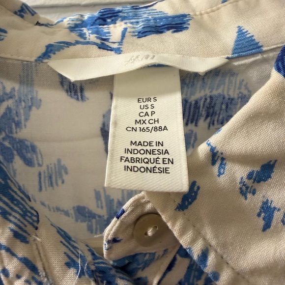 H&M Blue & White Floral Maxi Shirt Dress – Size Small - Picture 4 of 4